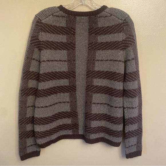 Ann Taylor Gray Striped Women's Sweater Rabbit Hair Alpaca Wool Blend Medium - Picture 5 of 9